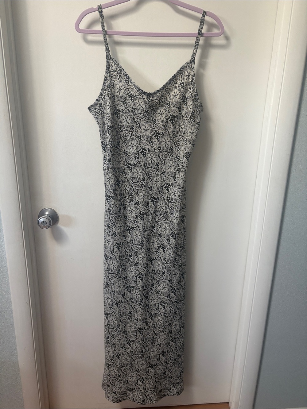 EXPRESS Bias cut Slip Maxi Dress in Black and White Floral
